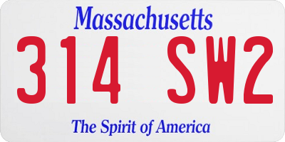 MA license plate 314SW2