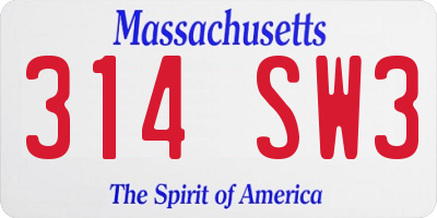 MA license plate 314SW3