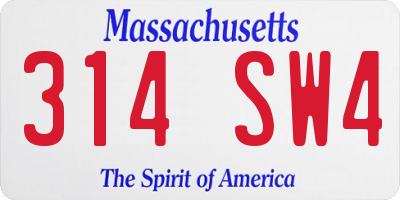 MA license plate 314SW4