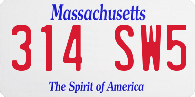 MA license plate 314SW5