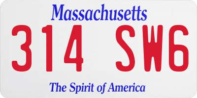 MA license plate 314SW6