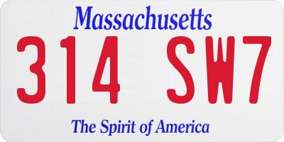 MA license plate 314SW7