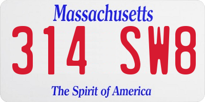 MA license plate 314SW8