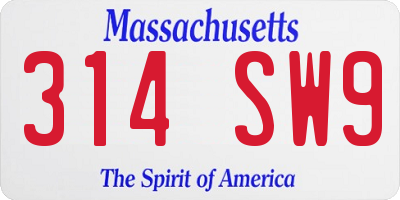 MA license plate 314SW9