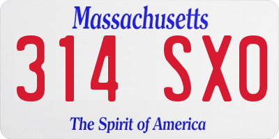 MA license plate 314SX0