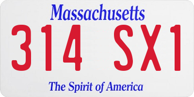 MA license plate 314SX1