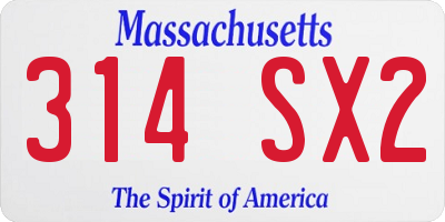 MA license plate 314SX2