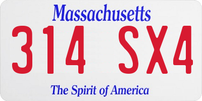 MA license plate 314SX4