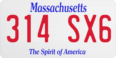 MA license plate 314SX6