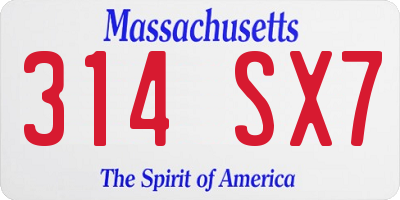 MA license plate 314SX7