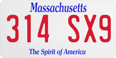 MA license plate 314SX9