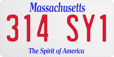 MA license plate 314SY1