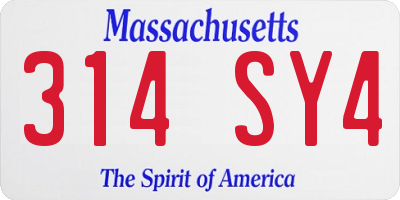 MA license plate 314SY4