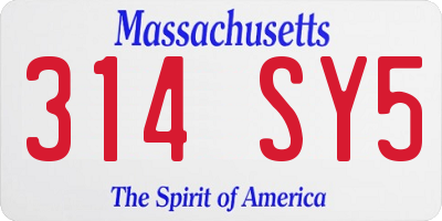 MA license plate 314SY5