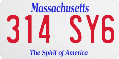 MA license plate 314SY6