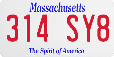 MA license plate 314SY8