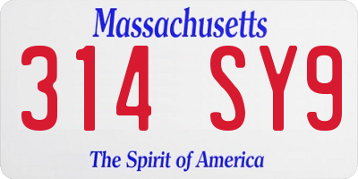 MA license plate 314SY9