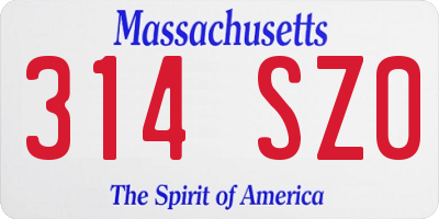 MA license plate 314SZ0
