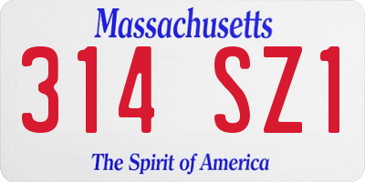 MA license plate 314SZ1