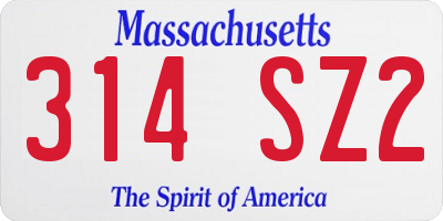 MA license plate 314SZ2