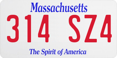 MA license plate 314SZ4