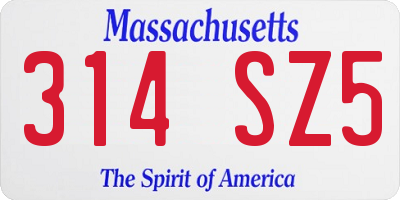 MA license plate 314SZ5