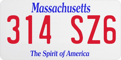 MA license plate 314SZ6