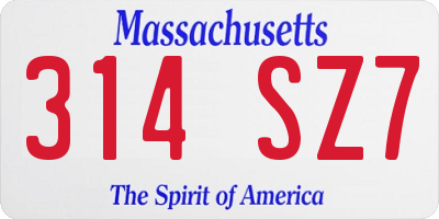 MA license plate 314SZ7
