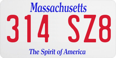 MA license plate 314SZ8