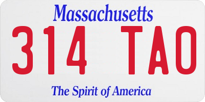 MA license plate 314TA0