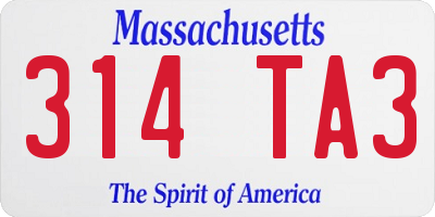MA license plate 314TA3