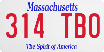 MA license plate 314TB0