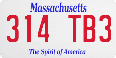 MA license plate 314TB3