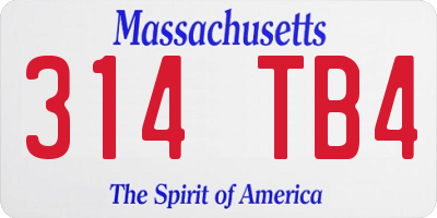 MA license plate 314TB4