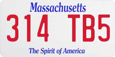 MA license plate 314TB5