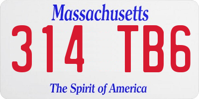 MA license plate 314TB6