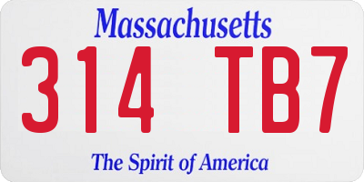 MA license plate 314TB7