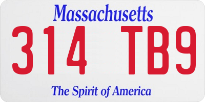 MA license plate 314TB9