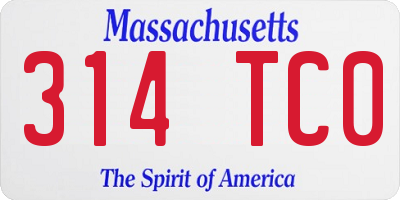 MA license plate 314TC0