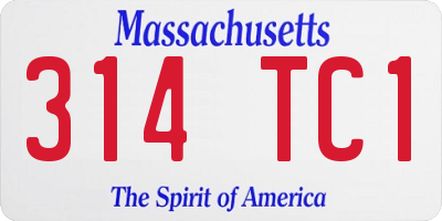 MA license plate 314TC1