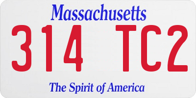 MA license plate 314TC2