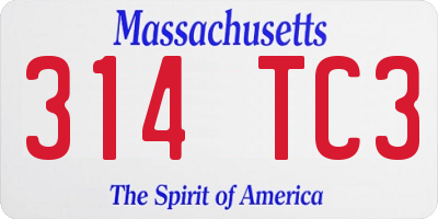MA license plate 314TC3