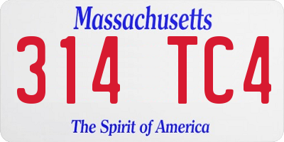 MA license plate 314TC4