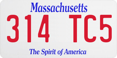 MA license plate 314TC5