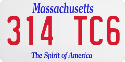 MA license plate 314TC6