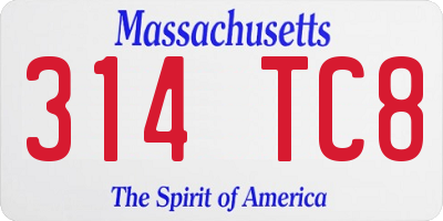 MA license plate 314TC8