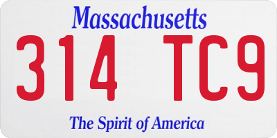 MA license plate 314TC9
