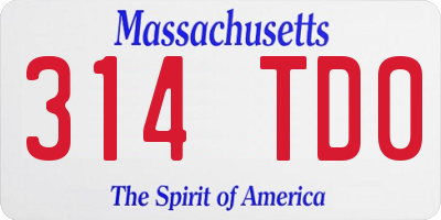 MA license plate 314TD0