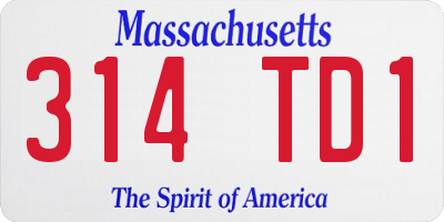 MA license plate 314TD1