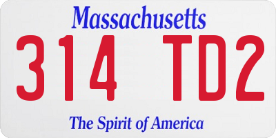 MA license plate 314TD2